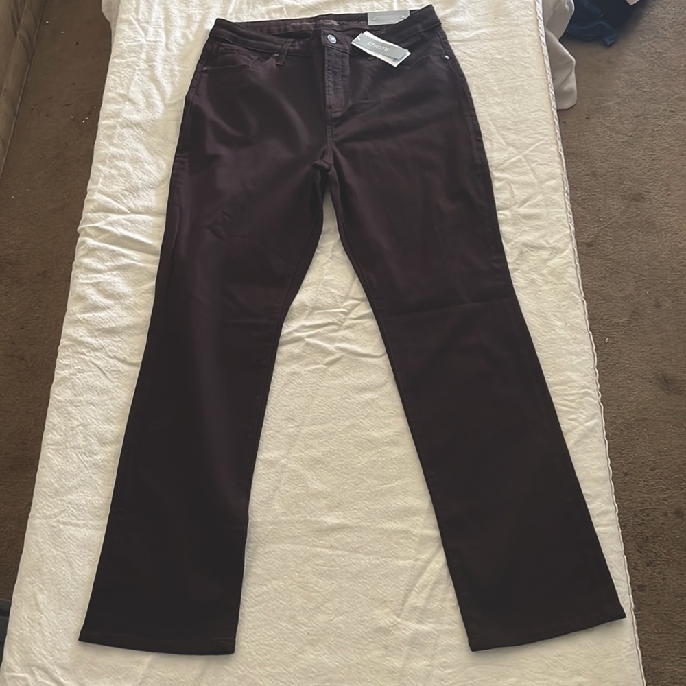 NWT Chico’s So Slimming Girlfriend Straight Leg pants in chocolate brown